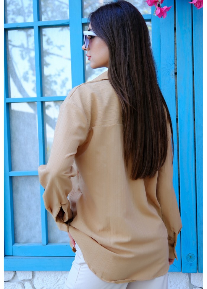 Oversize Kadın Gömlek – Camel