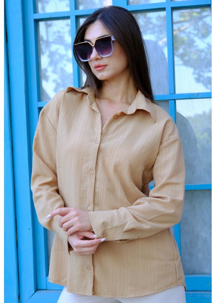 Oversize Kadın Gömlek – Camel