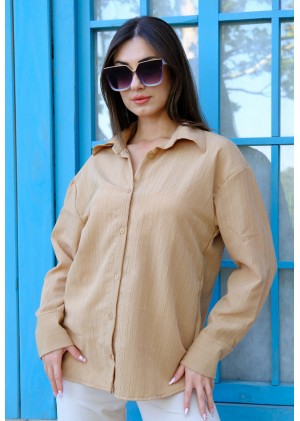 Oversize Kadın Gömlek – Camel
