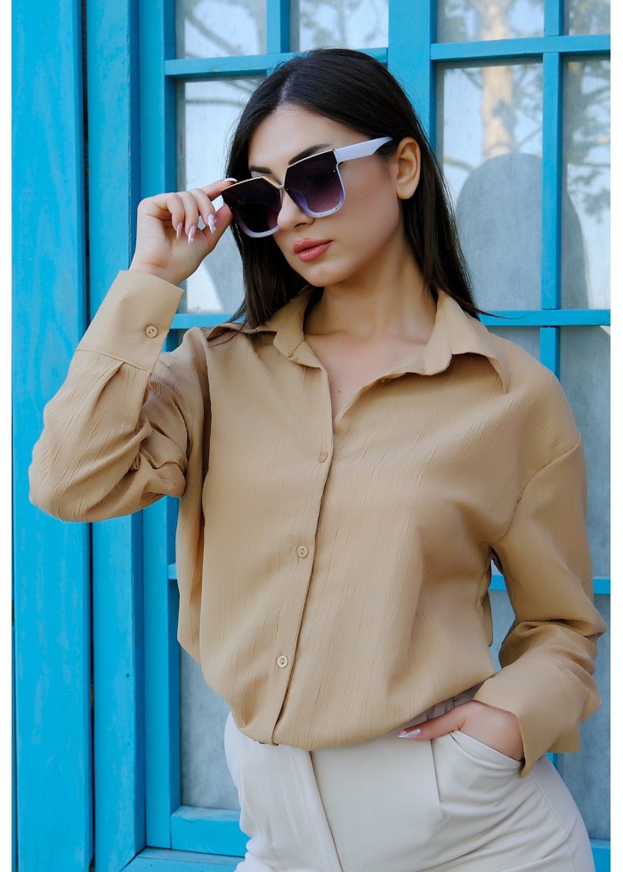 Oversize Kadın Gömlek – Camel