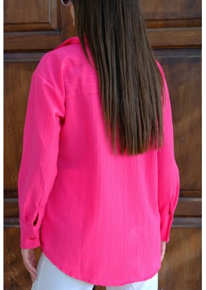 Oversize Kadın Gömlek – Fuşya
