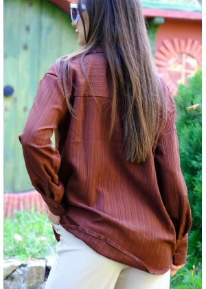 Oversize Kadın Gömlek – Kahverengi