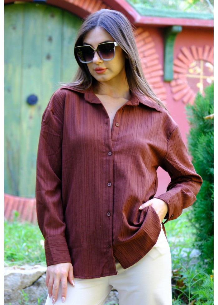 Oversize Kadın Gömlek – Kahverengi
