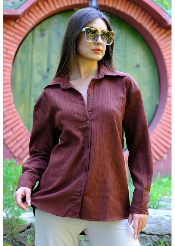 Oversize Kadın Gömlek – Kahverengi