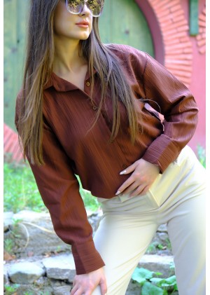 Oversize Kadın Gömlek – Kahverengi