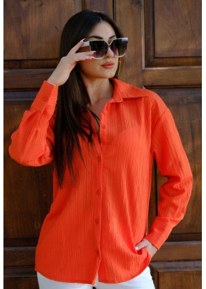 Oversize Kadın Gömlek – Turuncu