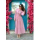 Nakış Detaylı Beli Lastikli Elbise – Pembe