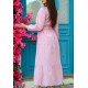 Nakış Detaylı Beli Lastikli Elbise – Pembe